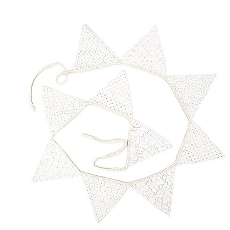 Demiawaking Schöne Spitze Wimpeln Girlande, Spitze Fahnen ,Wimpelkette für Hochzeit Dekoration Draußen Geburtstagsfeiern Part