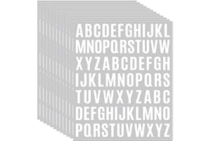 PARTYGARDEN 10 Sheet Small Letter Stickers - 1 Inch White Vinyl Self Adhesive Alphabet Stickers Stick On Letters for Arts Crafts Outdoor Sign Wall Mailbox Windows Doors Car Poster Board (White, 1 Inch)