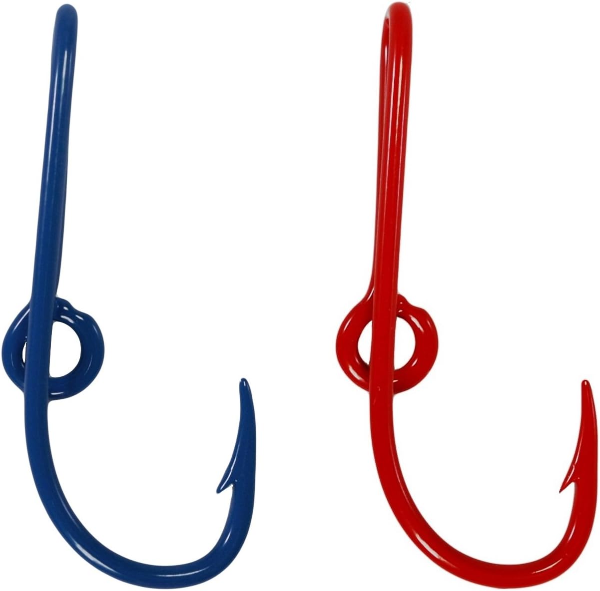 BT Outdoors Custom Colored Eagle Claw Team Spirt Hat Fish Hook Pins Blue/Red One Blue and One Red Hat Hook Clip