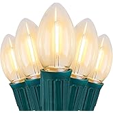 Vintage C9 LED Christmas Lights Outdoor, 100 Feet C9 String Lights with 50 Shatterproof C9 Bulbs, Waterproof Connectable Christmas Tree Lights for Outside Roofline Patio Xmas Decorations, Warm White