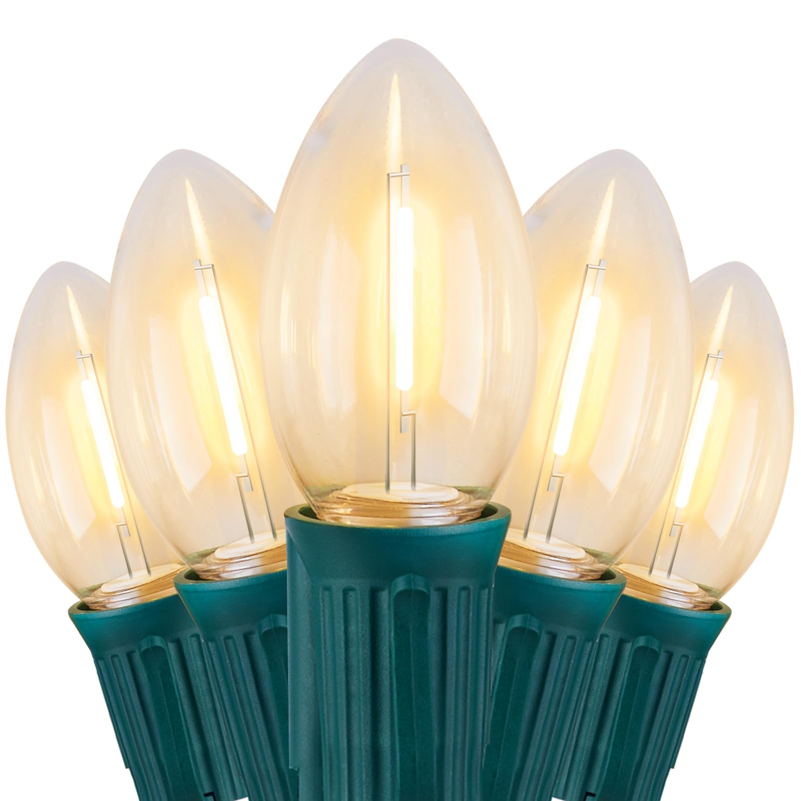 Photo 1 of Vintage C9 LED Christmas Lights Outdoor, 100 Feet C9 String Lights with 50 Shatterproof C9 Bulbs, Waterproof Connectable Christmas Tree Lights for Outside Roofline Patio Xmas Decorations, Warm White