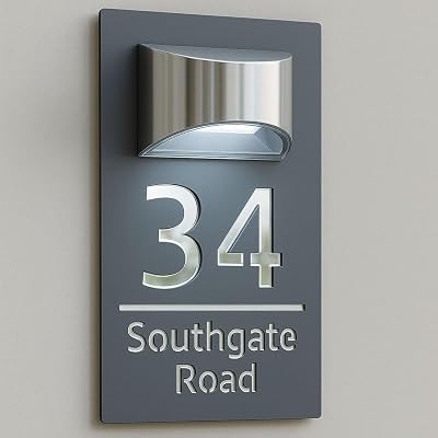 StickiesWall 3D Laser Cut House Sign with Solar Light Grey Mirrored Silver