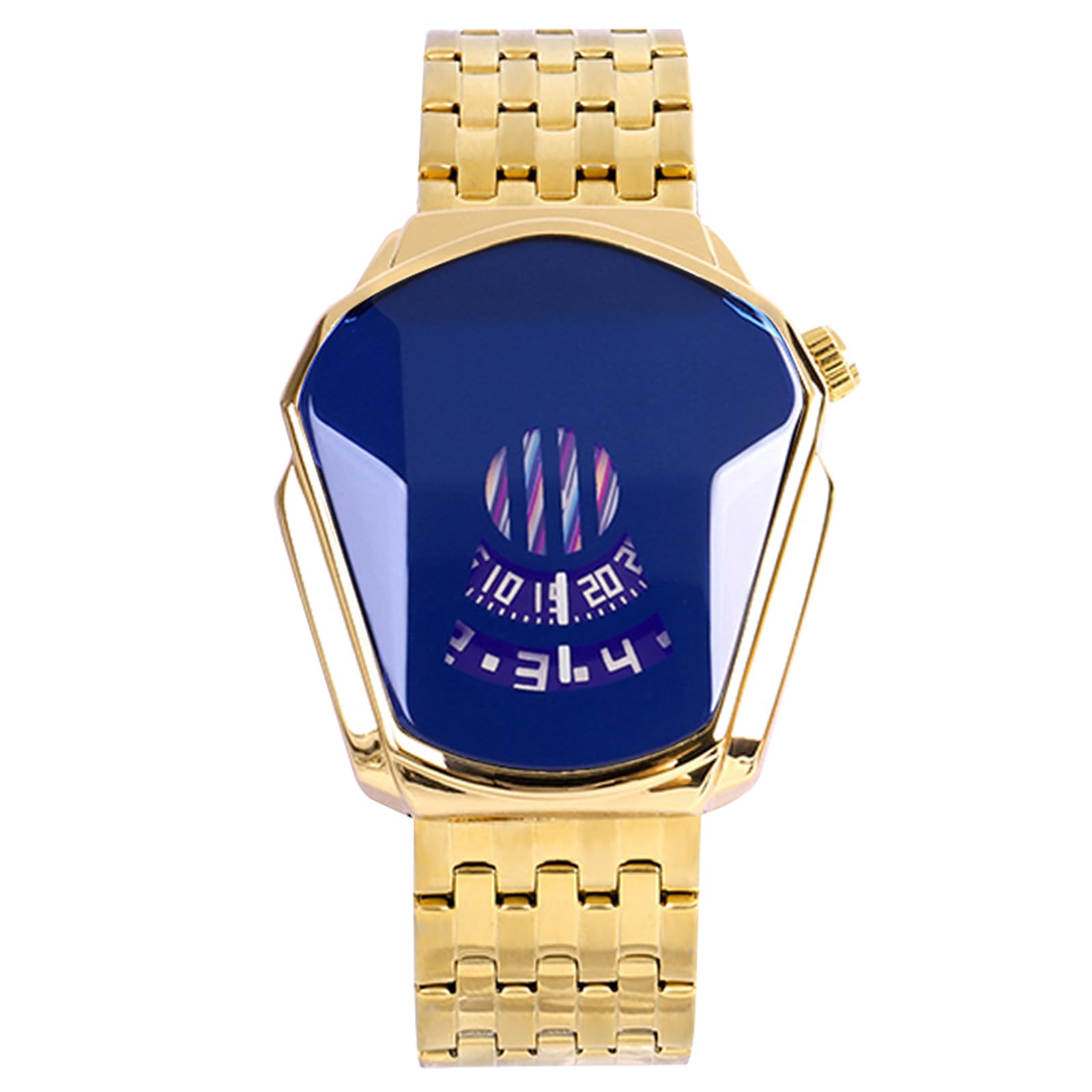 RORIOS Fashion Men's Quartz Analogue Watch Stainless Steel Creative Wrist Watches for Men Sporty Watch, Gold Blue, Bracelet, Blue Gold, Bracelet