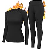 HiZiTi Thermal Underwear Women Long Johns Set Fleece Lined Warm Base Layer Long Sleeve for Weather Top Bottom Pajama