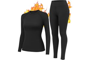 HiZiTi Thermal Underwear Women Long Johns Set Fleece Lined Warm Base Layer Long Sleeve for Weather Top Bottom Pajama