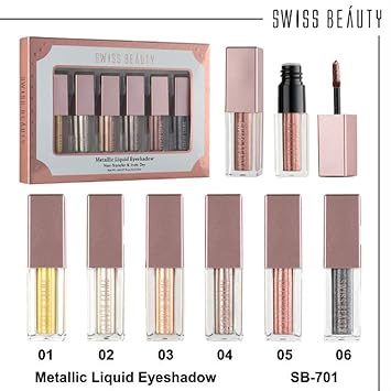 Swiss Beauty Shoebox Metallic Liquid Eyeshadow (Pack of 6)