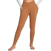 baleaf Women's Crossover Fleece Lined Leggings with Pockets Thermal Warm Winter Tights Crossover High Waisted Yoga Pants