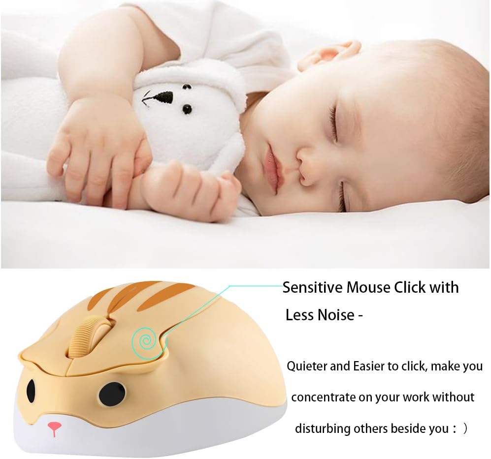 LIKE SHOW Wireless Cute Hamster Shaped Mouse, 1200 DPI, Quiet, Portable USB, Cordless Design for PC Laptop - Image 3