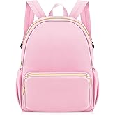 Cunno 1 Piece Nylon Backpack Kids School Backpack for Toddler Girls Boys Plain Waterproof Preppy Bookbags Travel for Student (Pink)