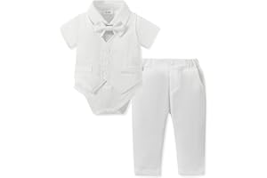 SANMIO Baby Boy Clothes Suits Summer Short Sleeve Dress Shirt+Vest+Tie+Pants Infant Boy Wedding Christening Outfits Set 0-24M