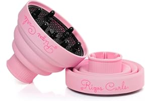 Rizos Curls Collapsible Hair Diffuser, Dry Curls Evenly & Faster, Enhances Curl Definition, Volume, and Minimize Frizz, Universal Size Fits Most Hair Dryers, Pink