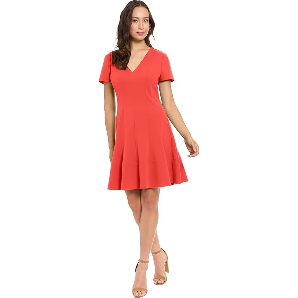 Amazon.com: Donna Morgan Women's Dresses Fit and Flare Dress for Women with  Seaming Detail | Multi Occasion Dresses for Women, Flame Orange, 4 :  Clothing, Shoes & Jewelry