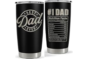 Best Dad Ever Tumbler with Lid - Dad Nutrition Facts 20oz Insulated Stainless Steel Mug - Coffee Mug for Travel Outdoor Sport