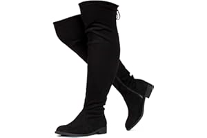 RF ROOM OF FASHION Women's Stretchy Over The Knee Low Heel Boots (Wide Calf Wide Width)