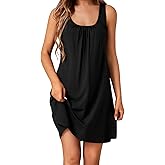 LYANER Women's Loose U Neck Nightgowns Tank Nightshirt Sleeveless Sleepwear Nightdress