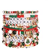 WuCuifu Bracelets for Women Stretched Beaded Handmade Colorful Christmas-Themed Bracelet Set