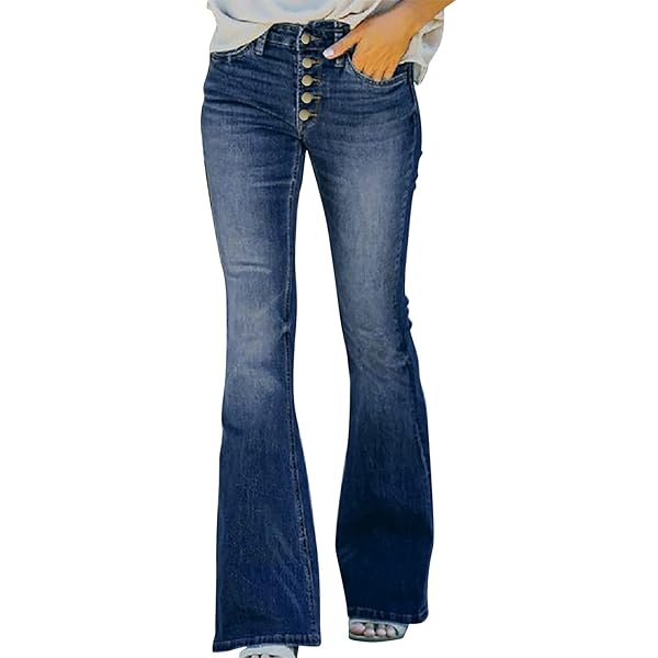 Pantalones De Mezclilla Ajustados Rasgados Para Mujer, Clásicos De Cintura Alta, Acampanados, Pantalones De Chicle, Azul