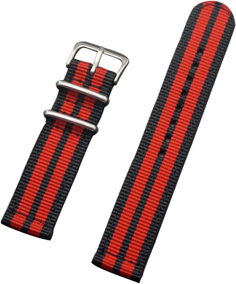 Black/Red 2 Piece NATO Watch Strap for Sale Premium Nylon Watch Band with Stainless Steel Buckle Wristband 18mm/20mm/22mm/24mm