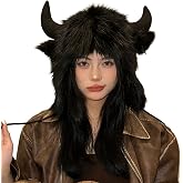 Holiberty Furry Animal Horn Ear Winter Hat Fuzzy Viking Costume Trapper Hat | Plush Warm Hood Cap Cute Faux Fur Cat Wolf Ears Christmas Halloween Cosplay Thermal Cold Weather Snow Ski Hat for Women Men