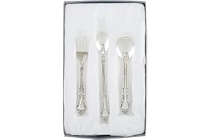 Stephan Baby Keepsake 3 Piece Silver Plated Feeding Set in Satin-Lined Gift Box