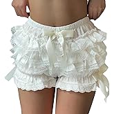 NVRENJIA Women Lolita Bloomers Y2k Ruffle Pumpkin Panties Lace Trim Cute Shorts Layered Bottom Fairy Sweet Pettipants