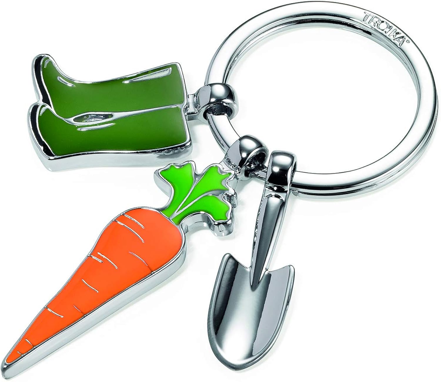 Troika GARDEN LOVE - KR14-23/CH - Keyring with 3 charms - cast metal/enamel- shiny - chrome plated - orange, green original - Image 3