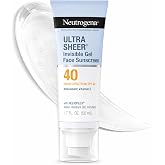 Neutrogena Ultra Sheer Invisible Gel Protector solar facial, SPF 40, 1.7 oz | Contiene vitamina E, acabado mate, base de maqu