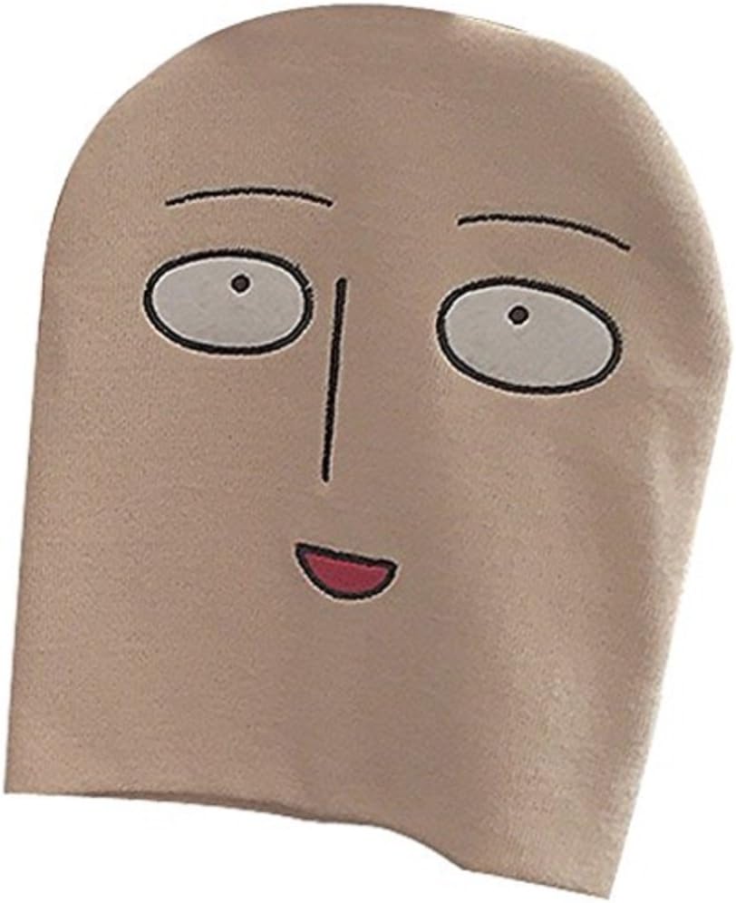 JapanAnimeCosplayExcellent JpCosZone OnePunchMan Saitama Funny Face Knit Cap Onepunman Beanie Hat fot Unisex-Adult Beige, Medium