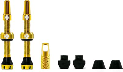 Muc-Off Tubeless Valves V2 7075 Aluminium Presta with Core Tool Gold 44mm