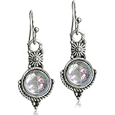 ANDPAI Handmade Lightweight Vintage Silver Bohemian Moonstone Deardrop Dangle Drop Earrings for Women Statement Jewelry Gifts
