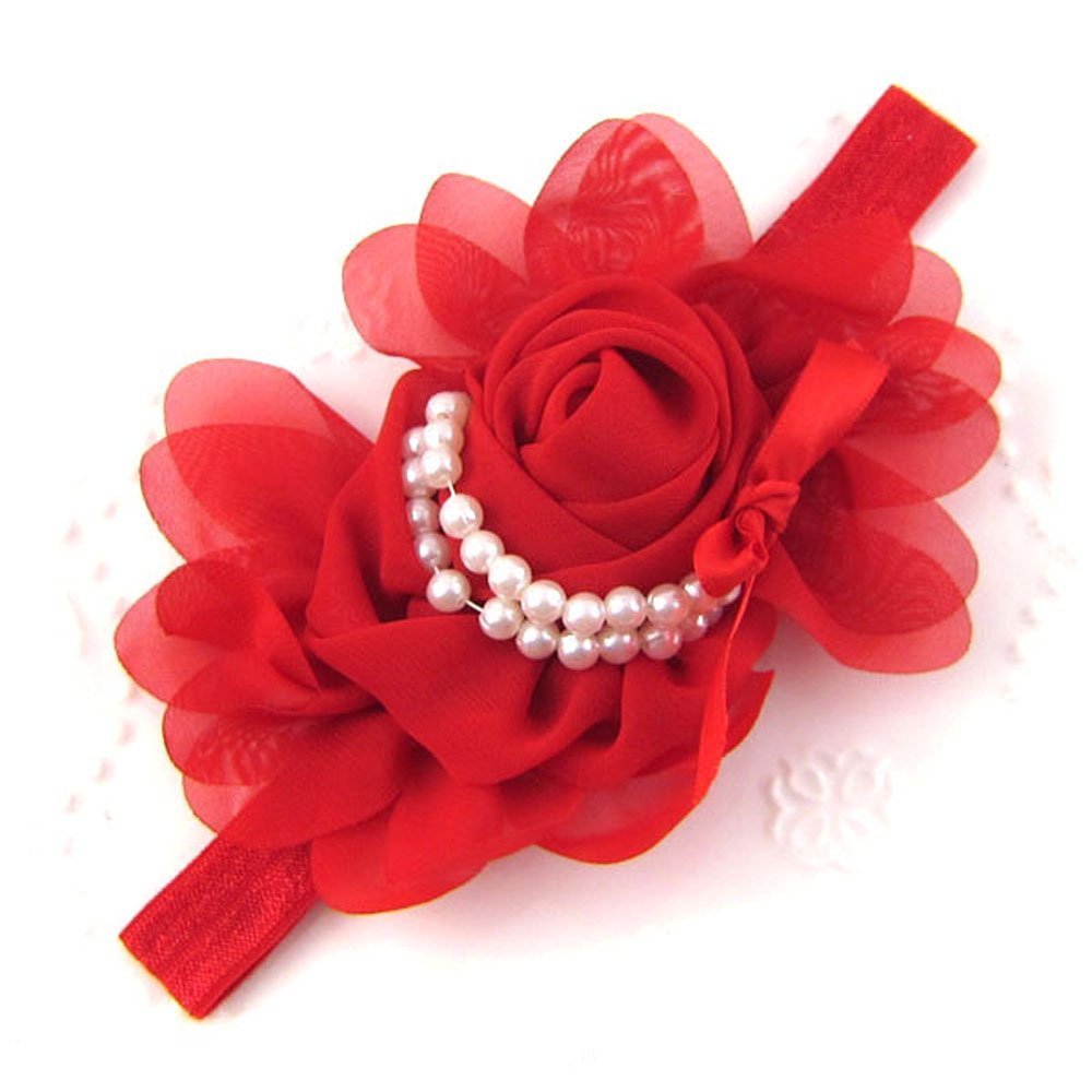 red rose baby headband