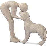 FriyGardcn Dog Sculpture Home Decor Cute Man and Dog Statue Decoration for Office、Living Room、Bedroom、Home， Memory Gifts for 