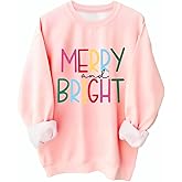 Heloto Pink Christmas Sweatshirts for Women Novelty Funny Santa Xmas Graphic Pullover Tops Oversized Fleece Sweater
