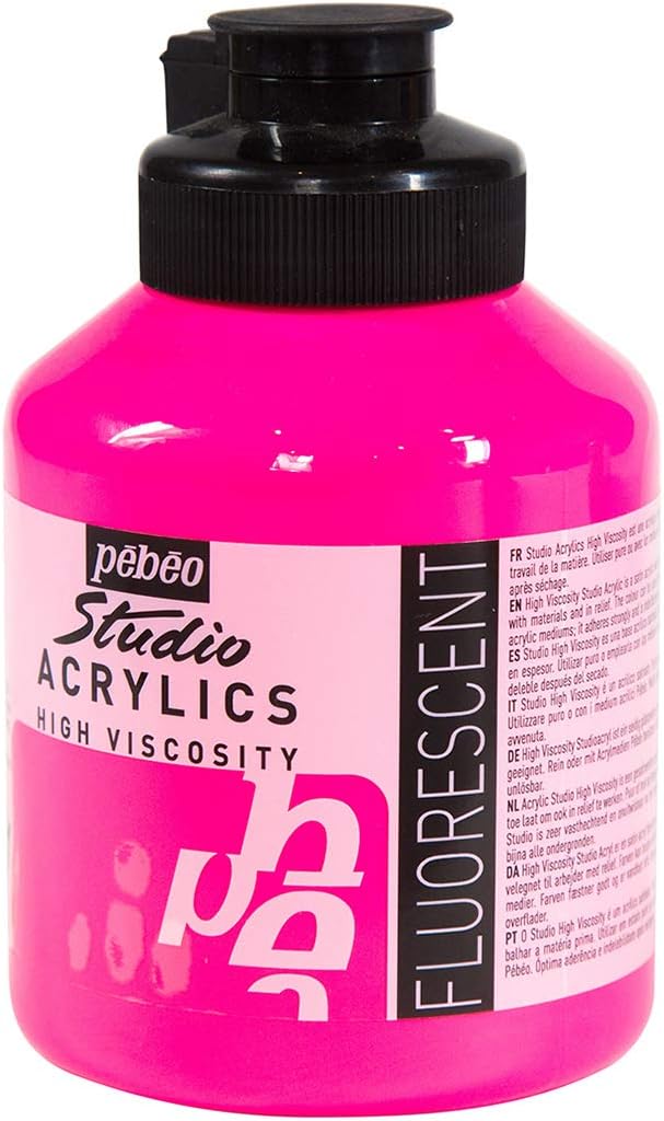 Pébéo Fluorescent Pink Acrylic Paint 500 ml Tub Amazon.ae