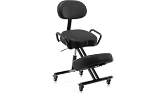 DR.LOMILOMI Ergonomic Kneeling Chair with Backrest, Improve Posture, Thick Cushions, Locking Wheels for Home & Office, AKONI 512 (Backrest Add-on, Black)
