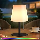 uuffoo Shower Lamp Waterproof Shower Light Warm White & RGB Dimmable Rechargeable Table Lamp Cordless Night Light for Bathroom, Dining Room, Patio H9.8in, D6.3in (Black)