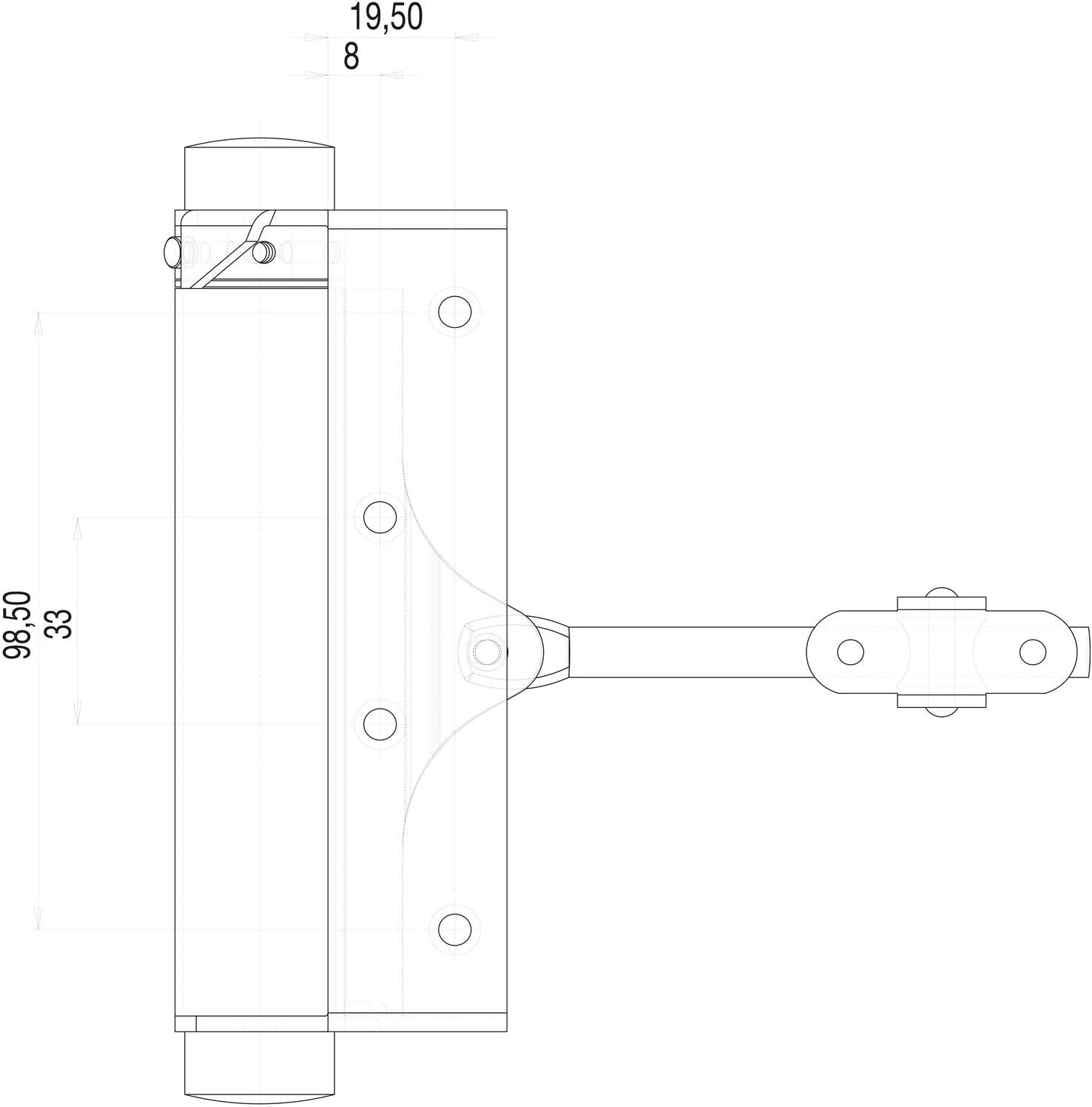 Dannert Size 3 Door Closer Fridavo for Light Interior Doors Lever 300 mm Galvanised Steel Pack of 1 102280031 - Image 3