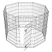 SmithBuilt Crates Dog Playpen Folding Yard with Door and Carry Bag 8 Panel Metal Wire Popup Portable Fence, 48 Inch High - Black