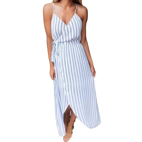 Poachers Robe Longue Femme Ete Robe De Plage Chic Rayures