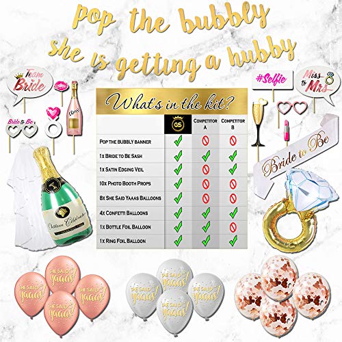 Golden Shop Bachelorette Party Decorations Kit | Bridal Shower Supplies | Bride to Be Sash | Veil |  - //coolthings.us