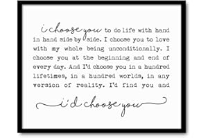 OFLYDESIGNS I Choose You Wall Art, Farmhouse Sign, Wedding Gift, Bedroom Wall Art, Marriage Quote, Wedding Anniversary, Rustic Home Decor, Newlywed Gifts, Valentine's Gifts, (8X10 Inch with Framed)