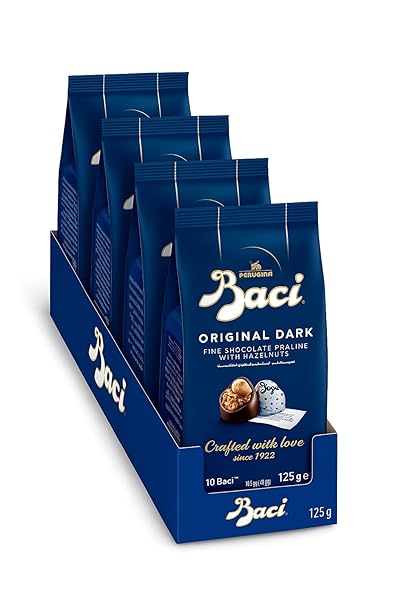 BACI ORIGINAL DARK | FINE DARK CHOCOLATE TRUFFLE WITH HAZELNUTS | 4.4OZ EACH BAG – PACK OF 4