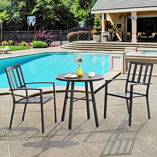 JY QAQA 3 Piece Outdoor Bistro Set Metal Frame Table and Chairs All