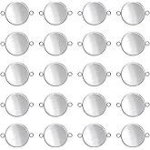 Shapenty 20PCS Stainless Steel Round Bezel Blank Links Pendant Tray Connectors with Double Loops for Earrings Bracelet Necklace Keychain DIY Craft Resin Glass Cabochon Jewelry Making Project