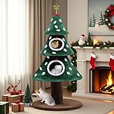 DWVO 52" Christmas Cat Tree with 2-Storey Cat House, Cat Tower with Cat Teaser Toy for Indoor Cats, Cat Furniture for Christm