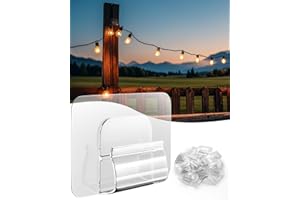 LZC 100 Pack Hooks for Outdoor String Lights - Clear Patio Light Clips with Waterproof Adhesive Strips - Large Heavy Duty Outside String Lights Hangers - Wall Fence Rope Cord Decor Hanging
