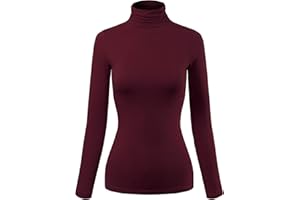 MixMatchy Women's Basic Long Sleeve Turtle Neck Slim Fit Top Shirt