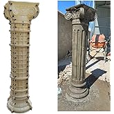 Reazone Molds Roman Column Concrete Mold, White, Round, 25cm Diameter, Lightweight, French Country Style, DIY Pillar Template for Outdoor Garden, 11.81x12.99 Inch