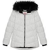 Juicy Couture Girls Coat, Faux Fur Hooded Winter Jacket, Warm Padded Parka Hoodie, Kids Heavyweight Winter Coat