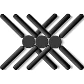 3/Pack Foldable Silicone Trivets, FENGCHEN Folding Trivets, Non-Slip Collapsible Cross Compact Design Expandable Silicone Pot Holder, Black